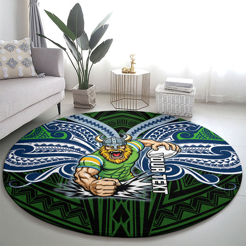 Custom Canberra Raiders Round Carpet Viking Warrior Polynesia Islander Rugby Mascot