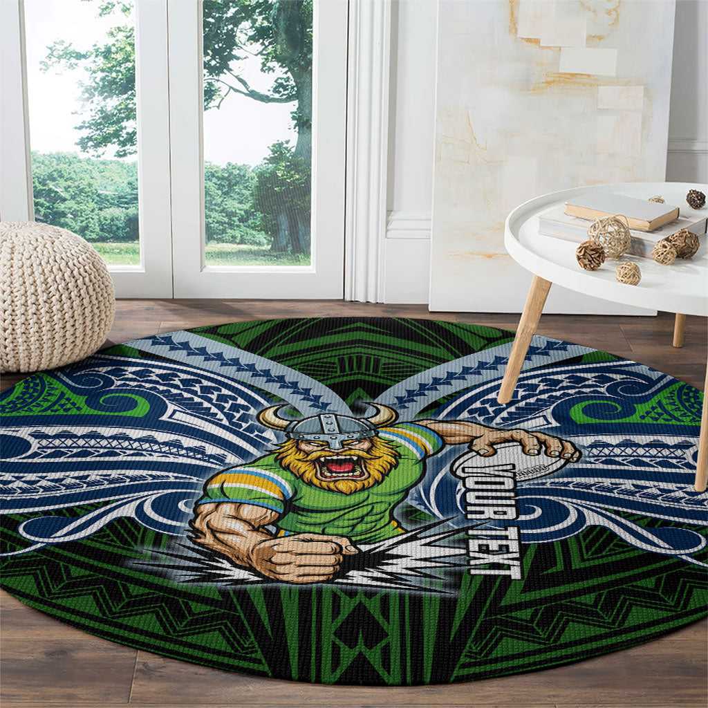 Custom Canberra Raiders Round Carpet Viking Warrior Polynesia Islander Rugby Mascot
