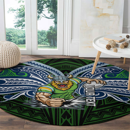 Custom Canberra Raiders Round Carpet Viking Warrior Polynesia Islander Rugby Mascot