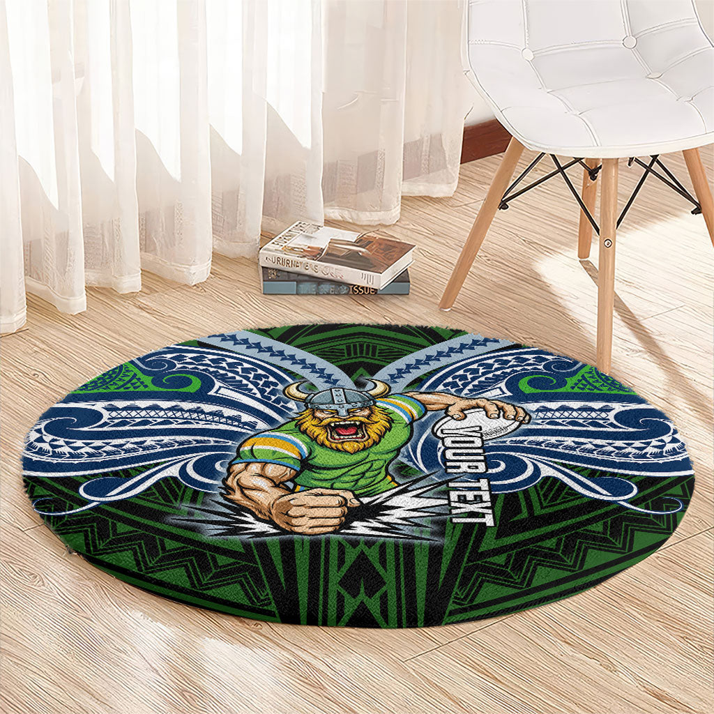Custom Canberra Raiders Round Carpet Viking Warrior Polynesia Islander Rugby Mascot