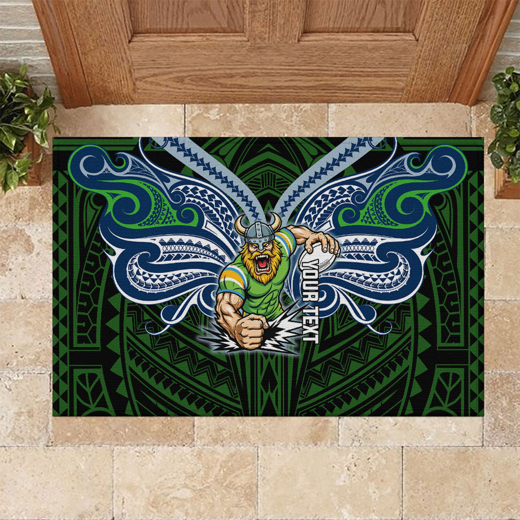 Custom Canberra Raiders Rubber Doormat Viking Warrior Polynesia Islander Rugby Mascot