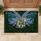 Custom Canberra Raiders Rubber Doormat Viking Warrior Polynesia Islander Rugby Mascot