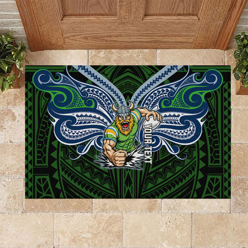 Custom Canberra Raiders Rubber Doormat Viking Warrior Polynesia Islander Rugby Mascot