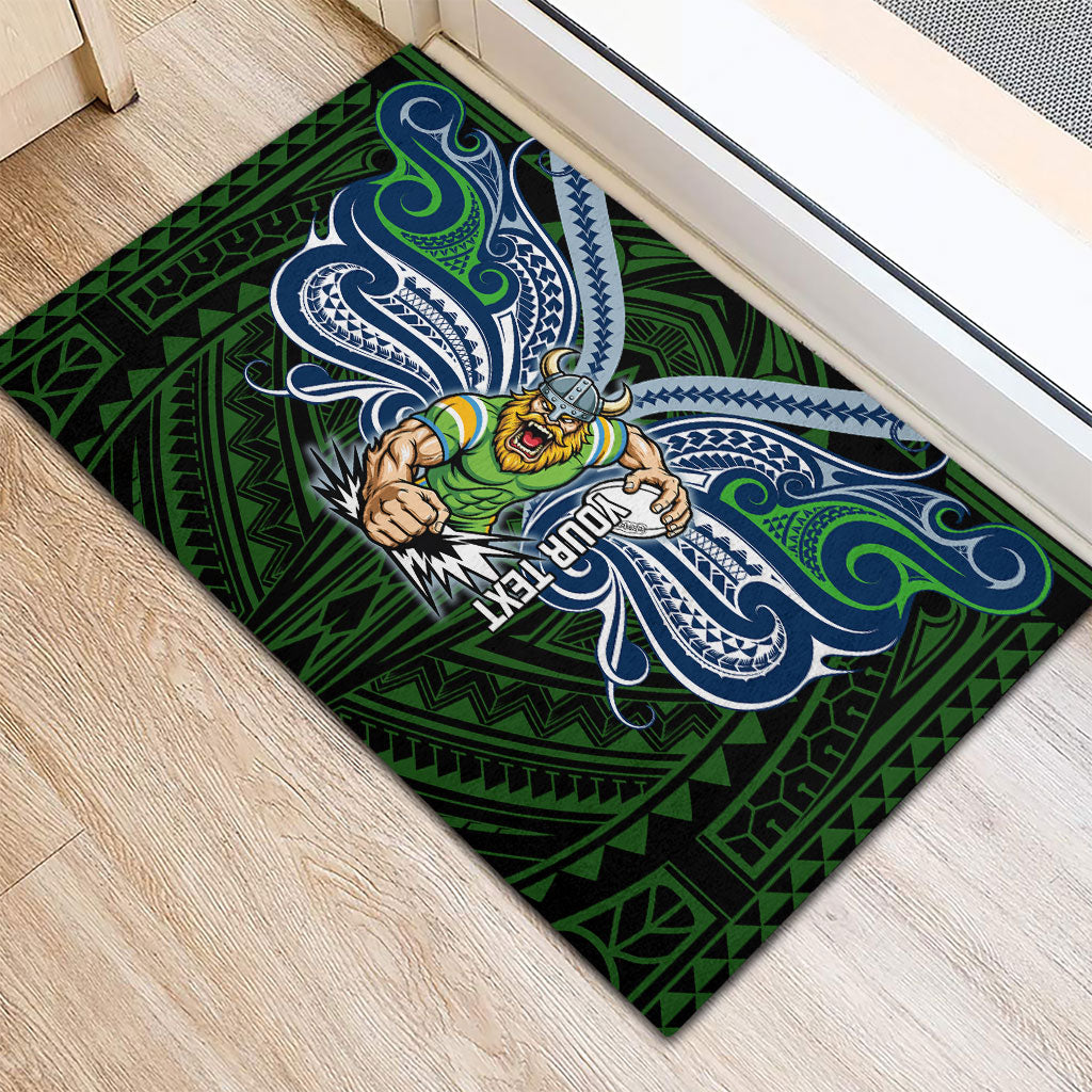 Custom Canberra Raiders Rubber Doormat Viking Warrior Polynesia Islander Rugby Mascot
