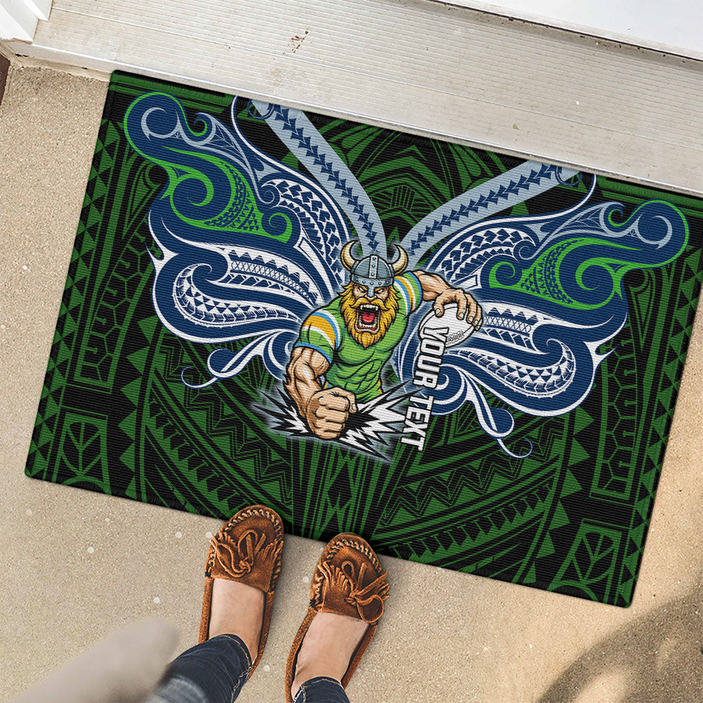 Custom Canberra Raiders Rubber Doormat Viking Warrior Polynesia Islander Rugby Mascot