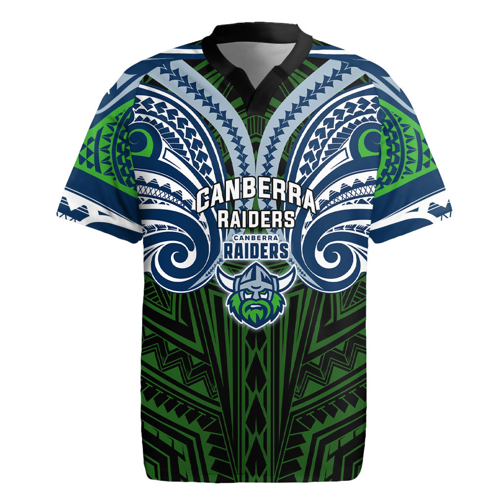 Custom Canberra Raiders Rugby Jersey Viking Warrior Polynesia Islander Rugby Mascot