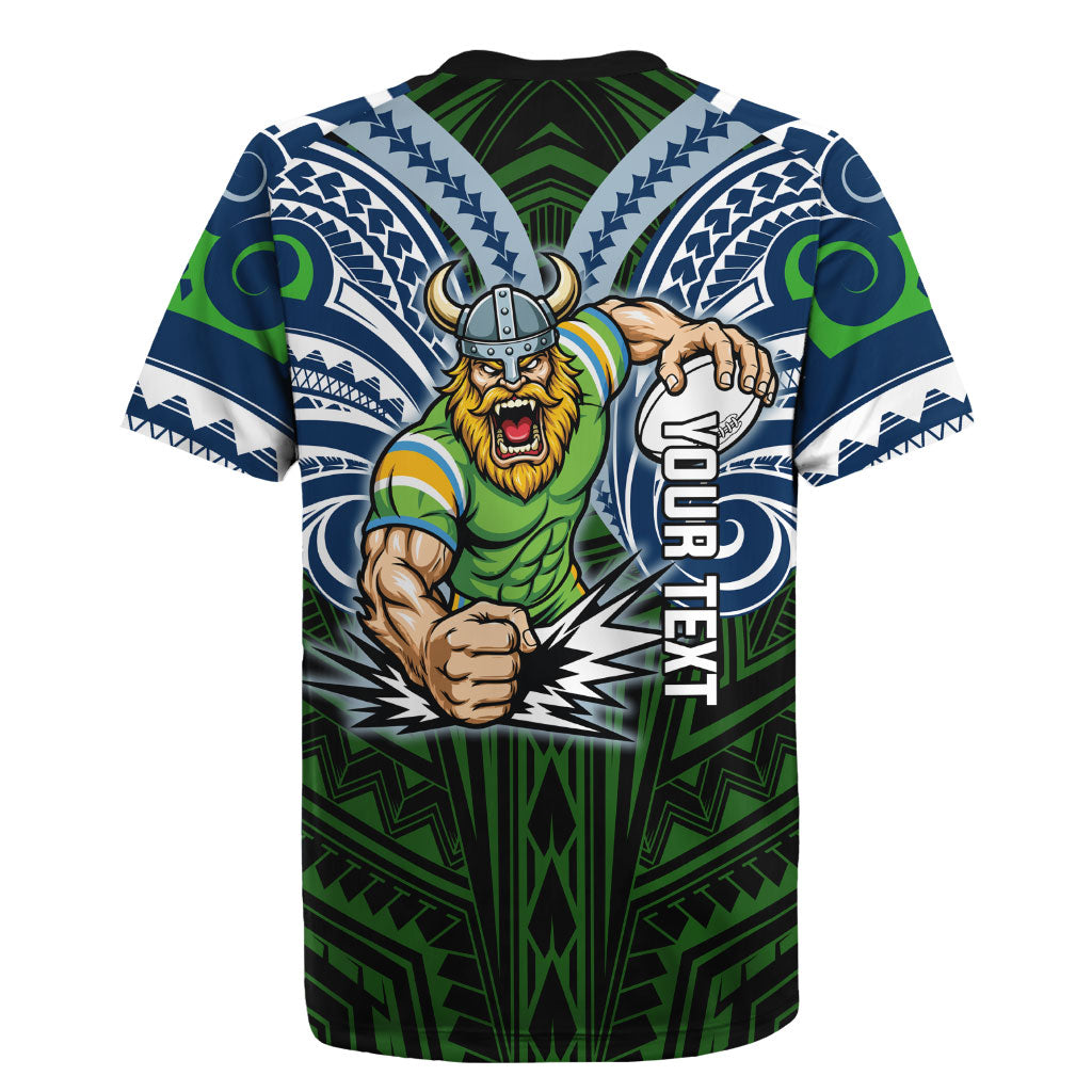 Custom Canberra Raiders Rugby Jersey Viking Warrior Polynesia Islander Rugby Mascot