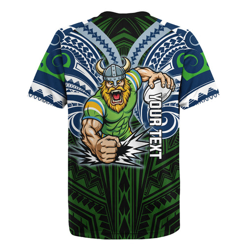 Custom Canberra Raiders Rugby Jersey Viking Warrior Polynesia Islander Rugby Mascot