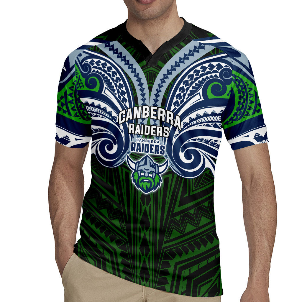Custom Canberra Raiders Rugby Jersey Viking Warrior Polynesia Islander Rugby Mascot