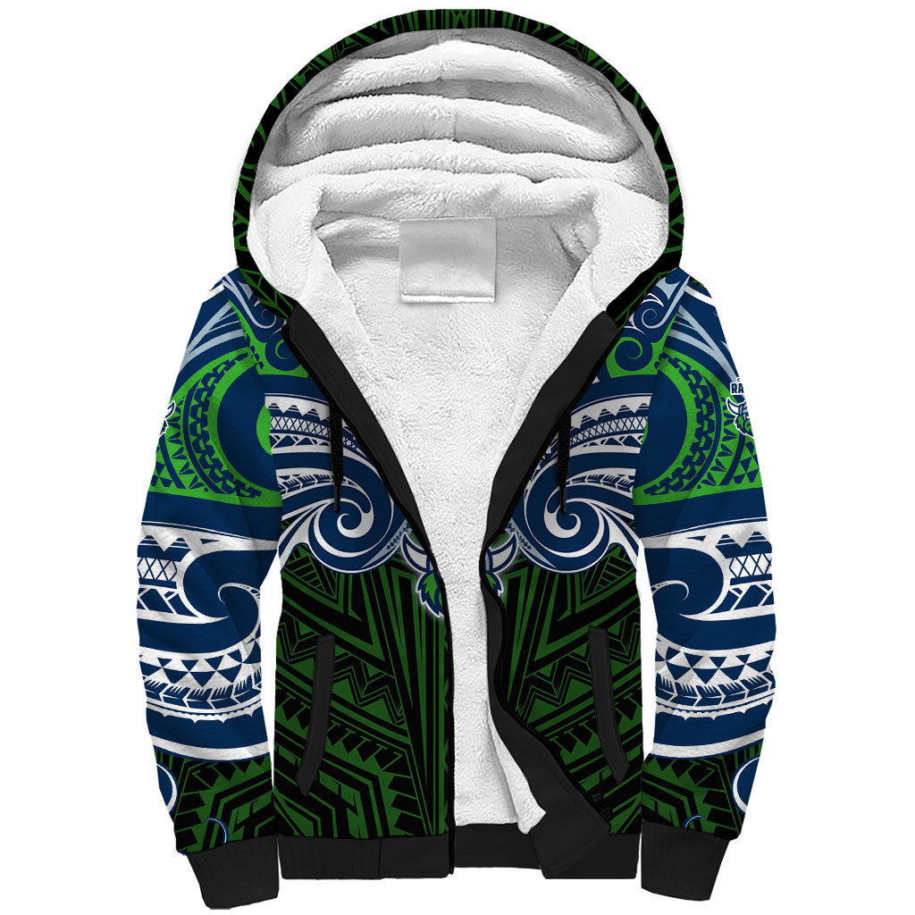 Custom Canberra Raiders Sherpa Hoodie Viking Warrior Polynesia Islander Rugby Mascot