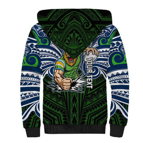 Custom Canberra Raiders Sherpa Hoodie Viking Warrior Polynesia Islander Rugby Mascot