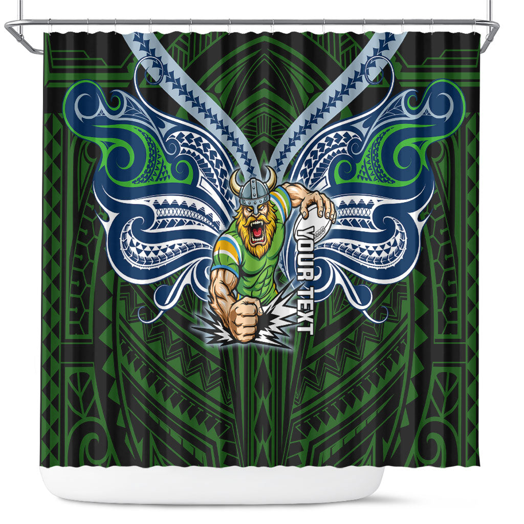 Custom Canberra Raiders Shower Curtain Viking Warrior Polynesia Islander Rugby Mascot