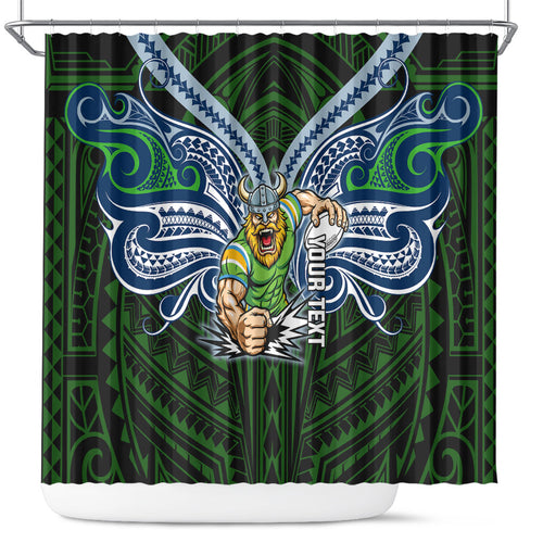 Custom Canberra Raiders Shower Curtain Viking Warrior Polynesia Islander Rugby Mascot