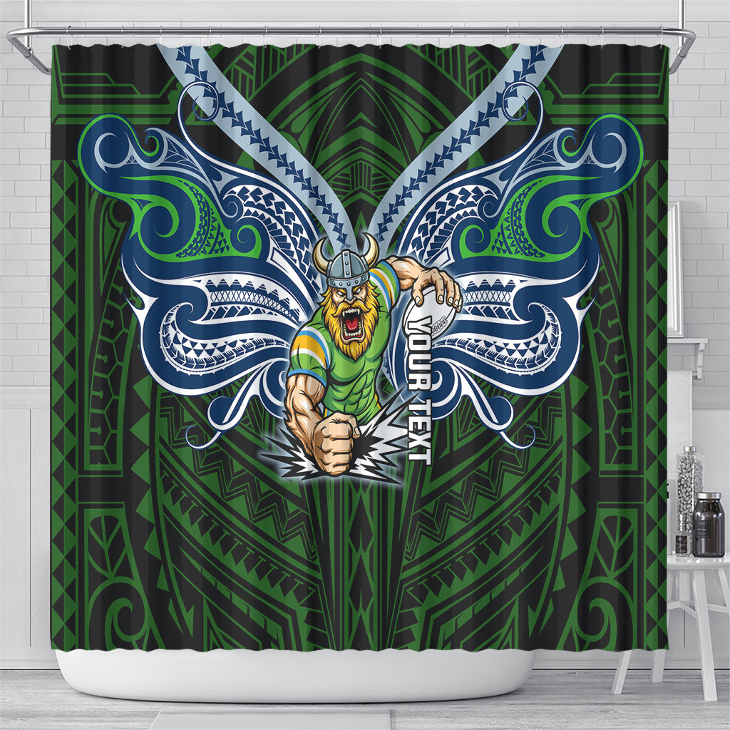 Custom Canberra Raiders Shower Curtain Viking Warrior Polynesia Islander Rugby Mascot