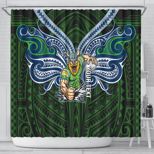 Custom Canberra Raiders Shower Curtain Viking Warrior Polynesia Islander Rugby Mascot