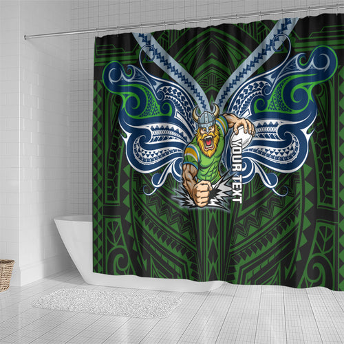 Custom Canberra Raiders Shower Curtain Viking Warrior Polynesia Islander Rugby Mascot