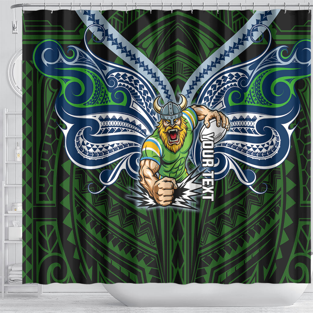 Custom Canberra Raiders Shower Curtain Viking Warrior Polynesia Islander Rugby Mascot