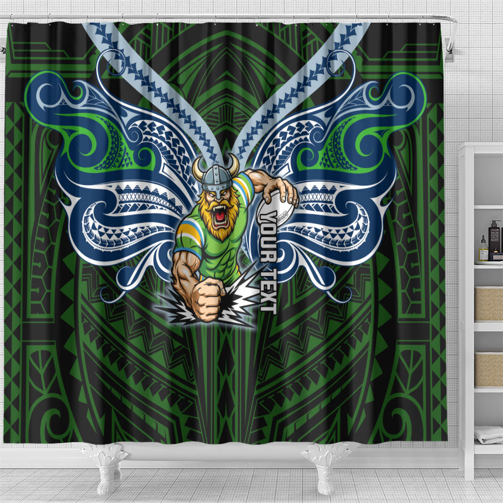 Custom Canberra Raiders Shower Curtain Viking Warrior Polynesia Islander Rugby Mascot