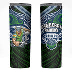 Custom Canberra Raiders Skinny Tumbler Viking Warrior Polynesia Islander Rugby Mascot