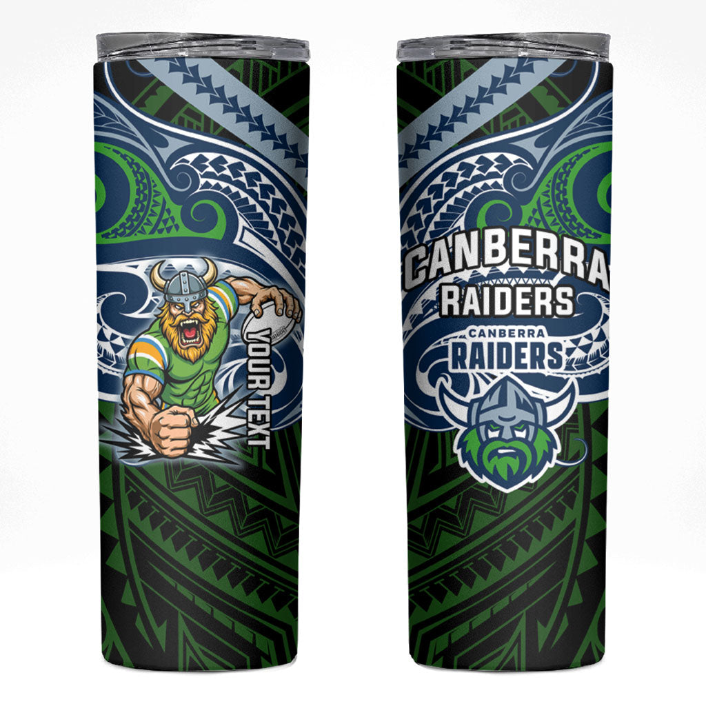 Custom Canberra Raiders Skinny Tumbler Viking Warrior Polynesia Islander Rugby Mascot
