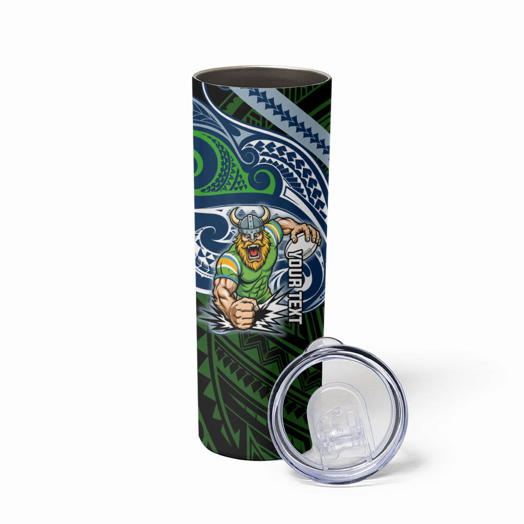 Custom Canberra Raiders Skinny Tumbler Viking Warrior Polynesia Islander Rugby Mascot