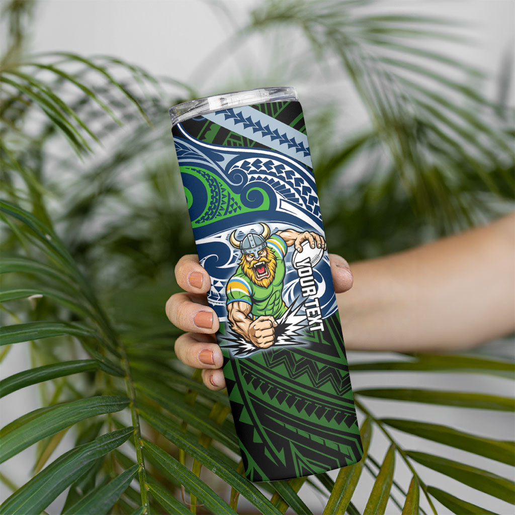 Custom Canberra Raiders Skinny Tumbler Viking Warrior Polynesia Islander Rugby Mascot