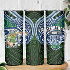 Custom Canberra Raiders Skinny Tumbler Viking Warrior Polynesia Islander Rugby Mascot