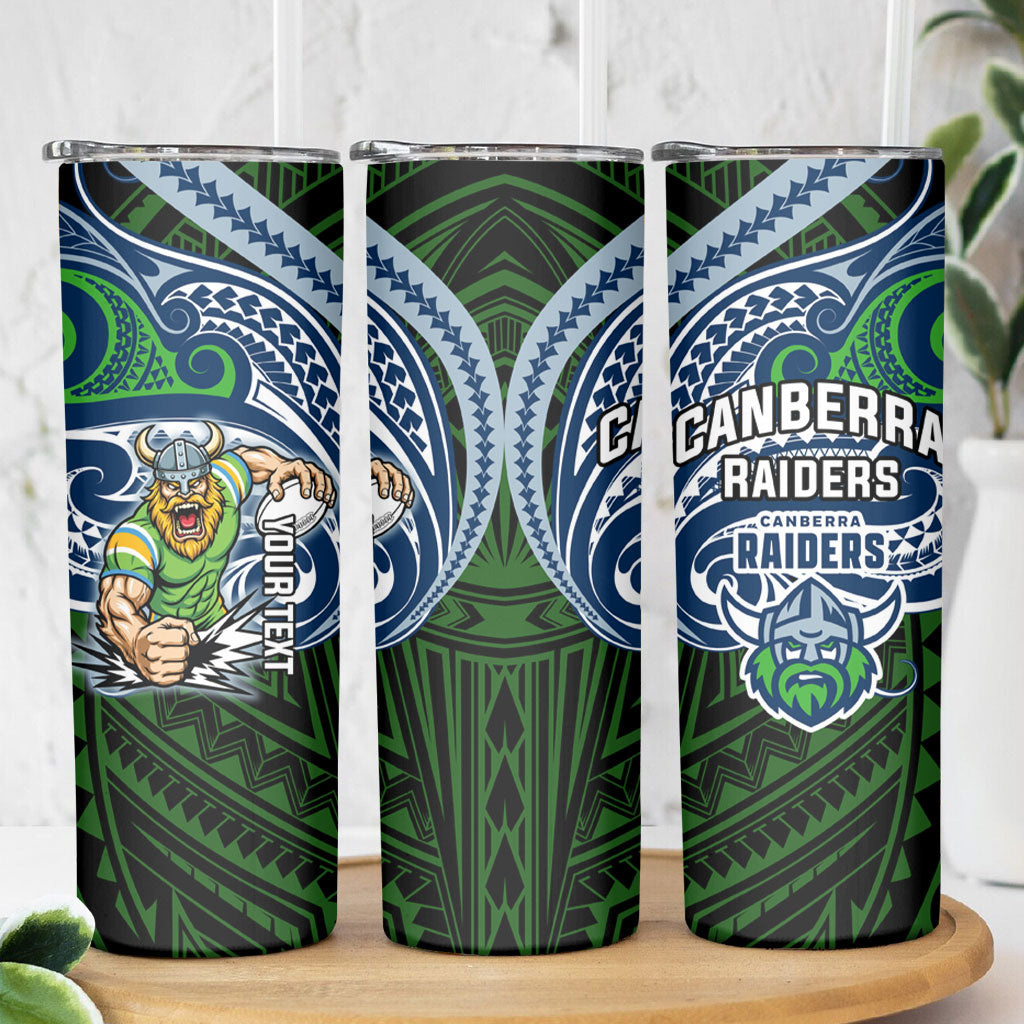 Custom Canberra Raiders Skinny Tumbler Viking Warrior Polynesia Islander Rugby Mascot