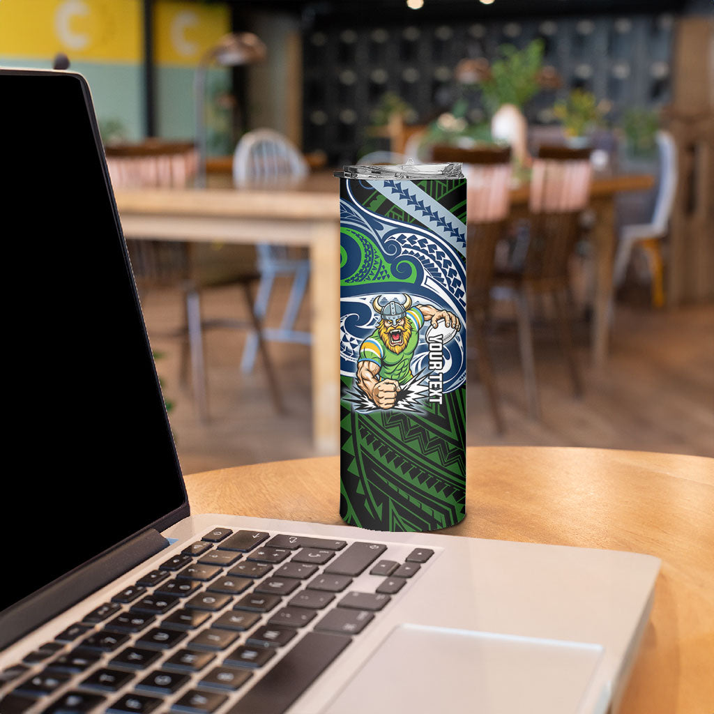 Custom Canberra Raiders Skinny Tumbler Viking Warrior Polynesia Islander Rugby Mascot