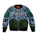 Custom Canberra Raiders Sleeve Zip Bomber Jacket Viking Warrior Polynesia Islander Rugby Mascot