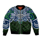 Custom Canberra Raiders Sleeve Zip Bomber Jacket Viking Warrior Polynesia Islander Rugby Mascot