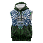 Custom Canberra Raiders Sleeveless Hoodie Viking Warrior Polynesia Islander Rugby Mascot