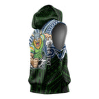 Custom Canberra Raiders Sleeveless Hoodie Viking Warrior Polynesia Islander Rugby Mascot