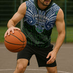 Custom Canberra Raiders Sleeveless Hoodie Viking Warrior Polynesia Islander Rugby Mascot