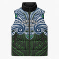 Custom Canberra Raiders Sleeveless Puffer Jacket Viking Warrior Polynesia Islander Rugby Mascot