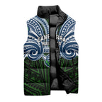 Custom Canberra Raiders Sleeveless Puffer Jacket Viking Warrior Polynesia Islander Rugby Mascot