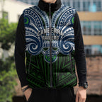 Custom Canberra Raiders Sleeveless Puffer Jacket Viking Warrior Polynesia Islander Rugby Mascot