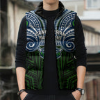 Custom Canberra Raiders Sleeveless Puffer Jacket Viking Warrior Polynesia Islander Rugby Mascot