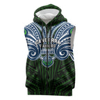 Custom Canberra Raiders Sleeveless Zip Hoodie Viking Warrior Polynesia Islander Rugby Mascot