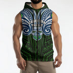 Custom Canberra Raiders Sleeveless Zip Hoodie Viking Warrior Polynesia Islander Rugby Mascot