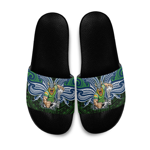 Custom Canberra Raiders Slide Sandals Viking Warrior Polynesia Islander Rugby Mascot