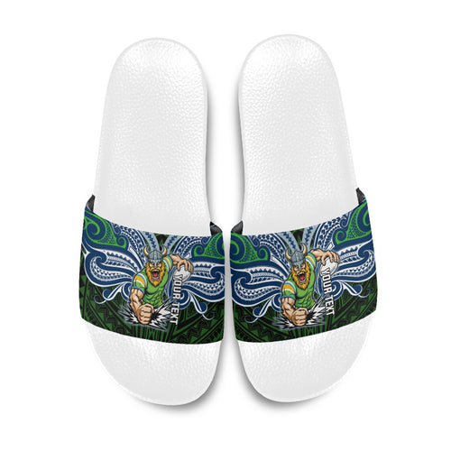 Custom Canberra Raiders Slide Sandals Viking Warrior Polynesia Islander Rugby Mascot