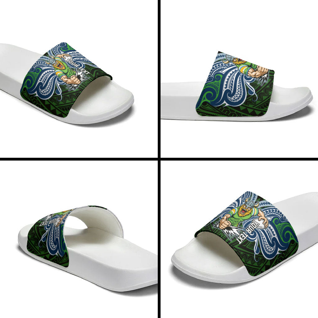 Custom Canberra Raiders Slide Sandals Viking Warrior Polynesia Islander Rugby Mascot