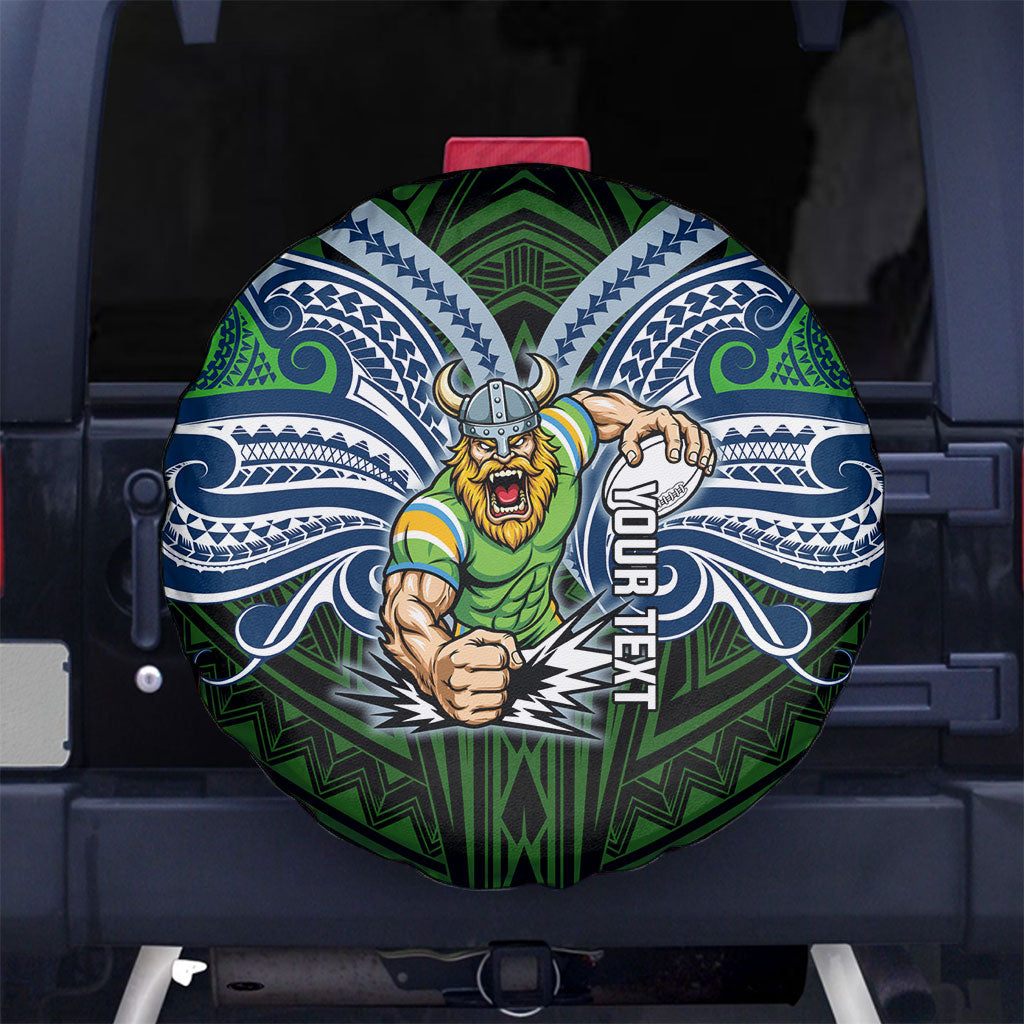Custom Canberra Raiders Spare Tire Cover Viking Warrior Polynesia Islander Rugby Mascot