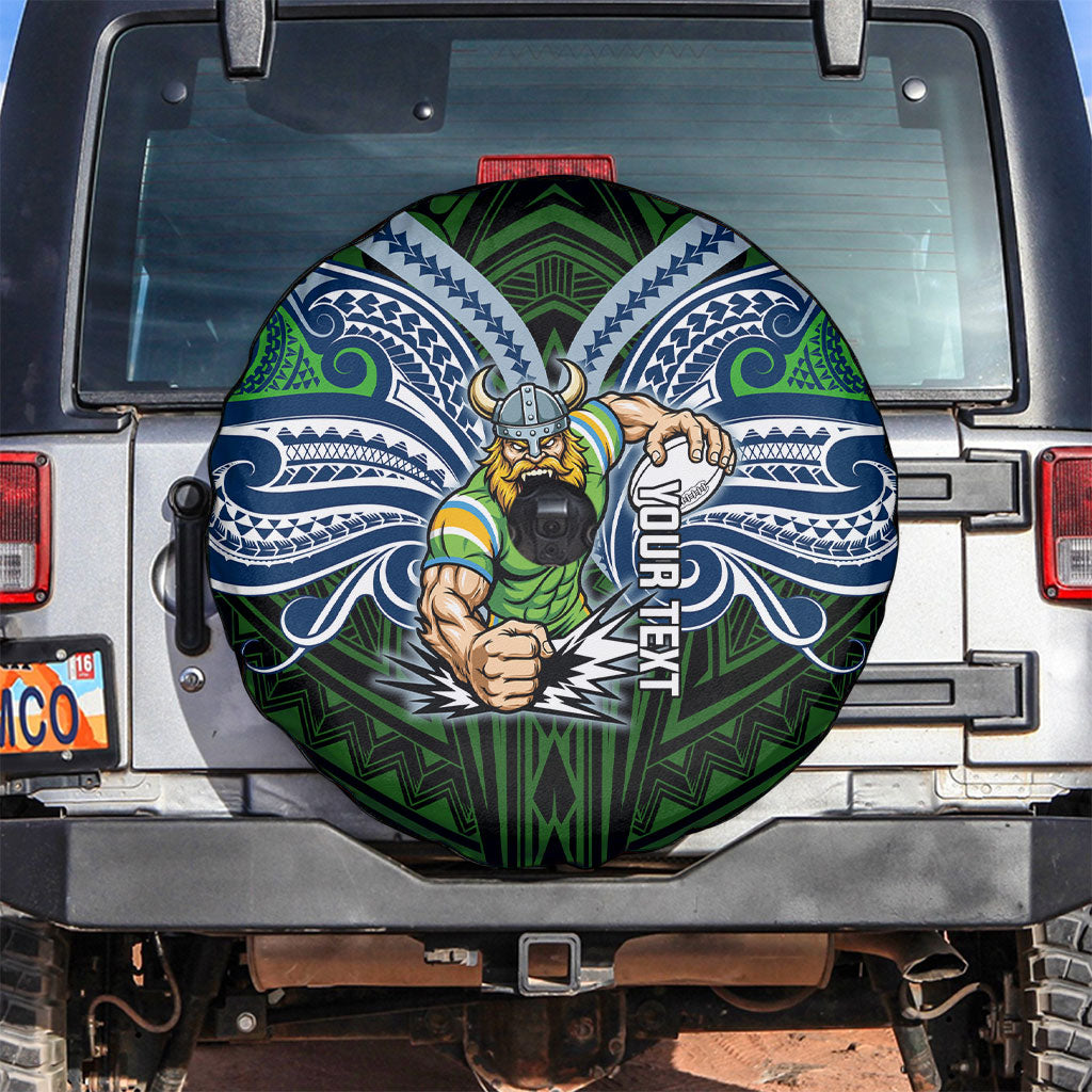 Custom Canberra Raiders Spare Tire Cover Viking Warrior Polynesia Islander Rugby Mascot
