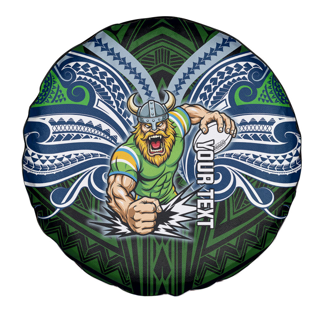 Custom Canberra Raiders Spare Tire Cover Viking Warrior Polynesia Islander Rugby Mascot