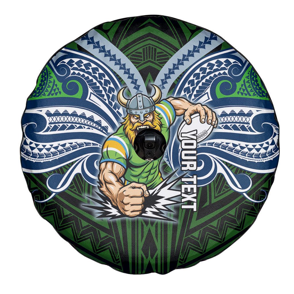 Custom Canberra Raiders Spare Tire Cover Viking Warrior Polynesia Islander Rugby Mascot