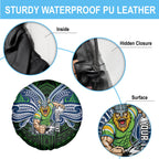Custom Canberra Raiders Spare Tire Cover Viking Warrior Polynesia Islander Rugby Mascot