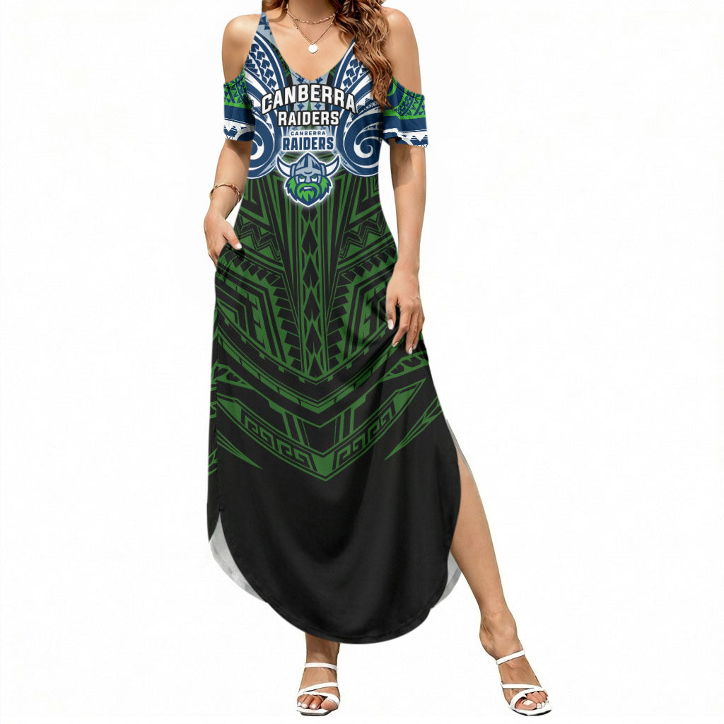 Custom Canberra Raiders Summer Maxi Dress Viking Warrior Polynesia Islander Rugby Mascot
