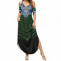Custom Canberra Raiders Summer Maxi Dress Viking Warrior Polynesia Islander Rugby Mascot